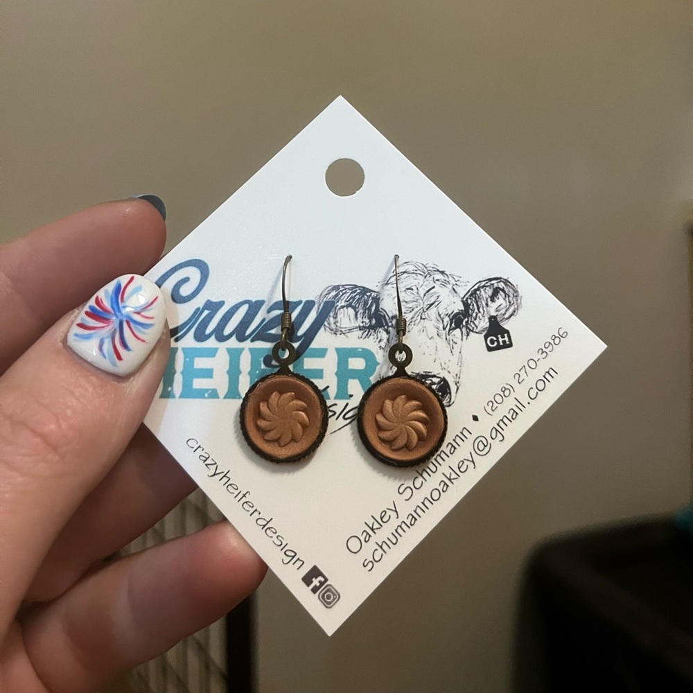 Small Stamped Leather Earrings